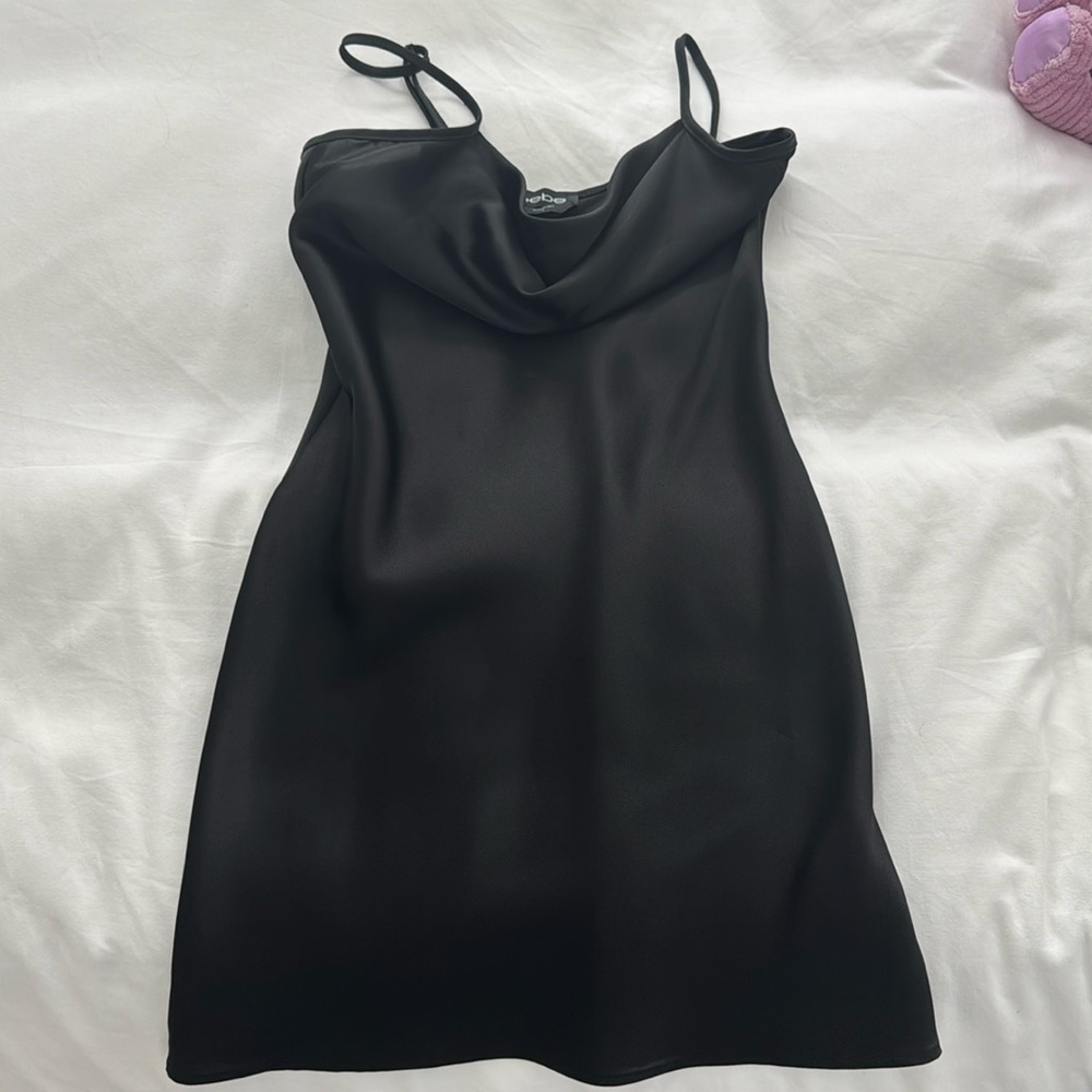 Bebe black slip cocktail mini dress
